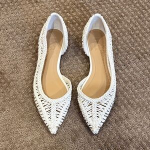 INC International Concepts White Woven Pointed-Toe Flats